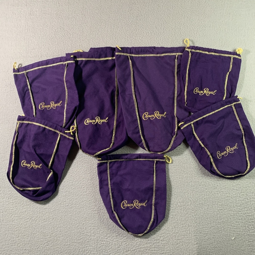 Lot Of 6 Purple 💜 Crown Royale Drawstring Bags 1 Large 3 Medium 2 Small Clean